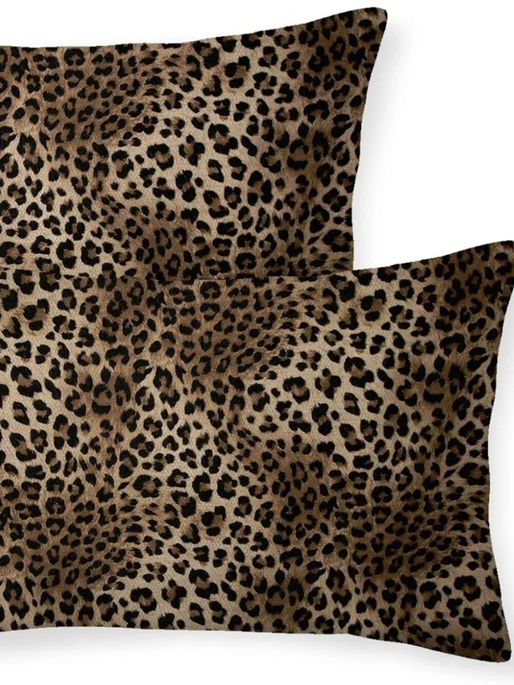 Bold Faux Brown Leopard Print Linen Throw Pillow Covers, 12X20 Inch, Set of 2